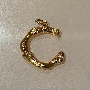 Letter C bamboo gold letter pendant